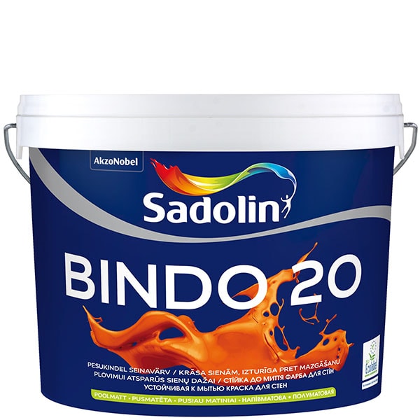 Sadolin Bindo 20 Noturīga pret mazgāšanu, pusmatēta krāsa sienām BW 5L