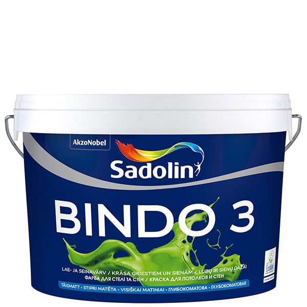 Sadolin Bindo 3 Dziļi matēta krāsa sienām un griestiem BW 2.5L