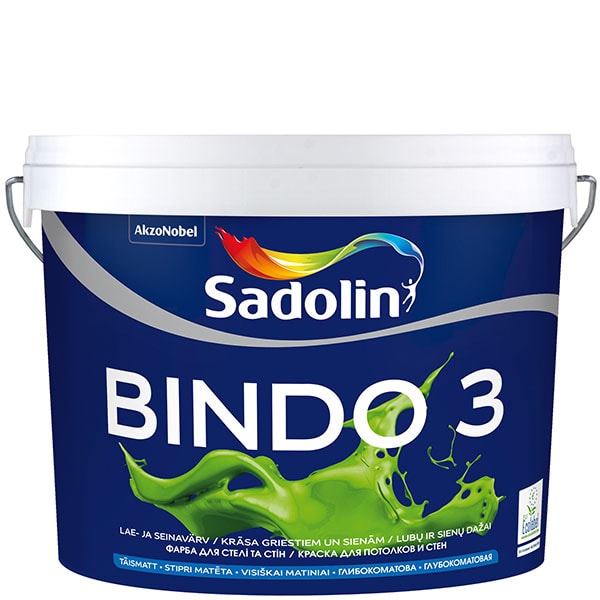 Sadolin Bindo 3 Dziļi matēta krāsa sienām un griestiem BW 5L