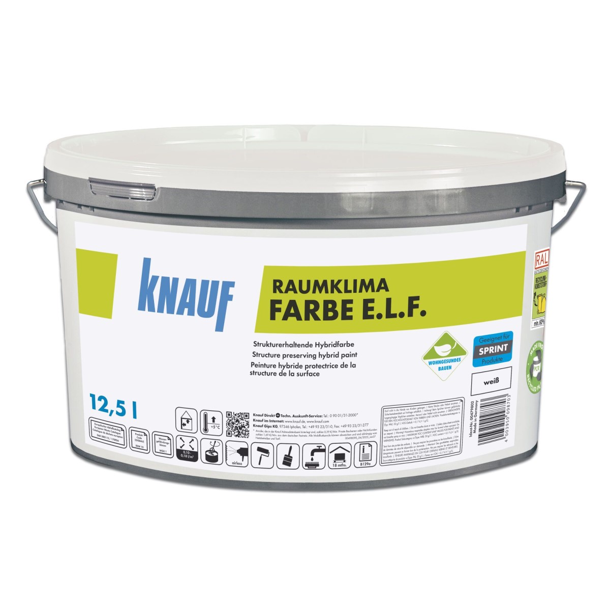 Knauf Raumklima Farbe E.L.F. Matēta iekšdarbu krāsa