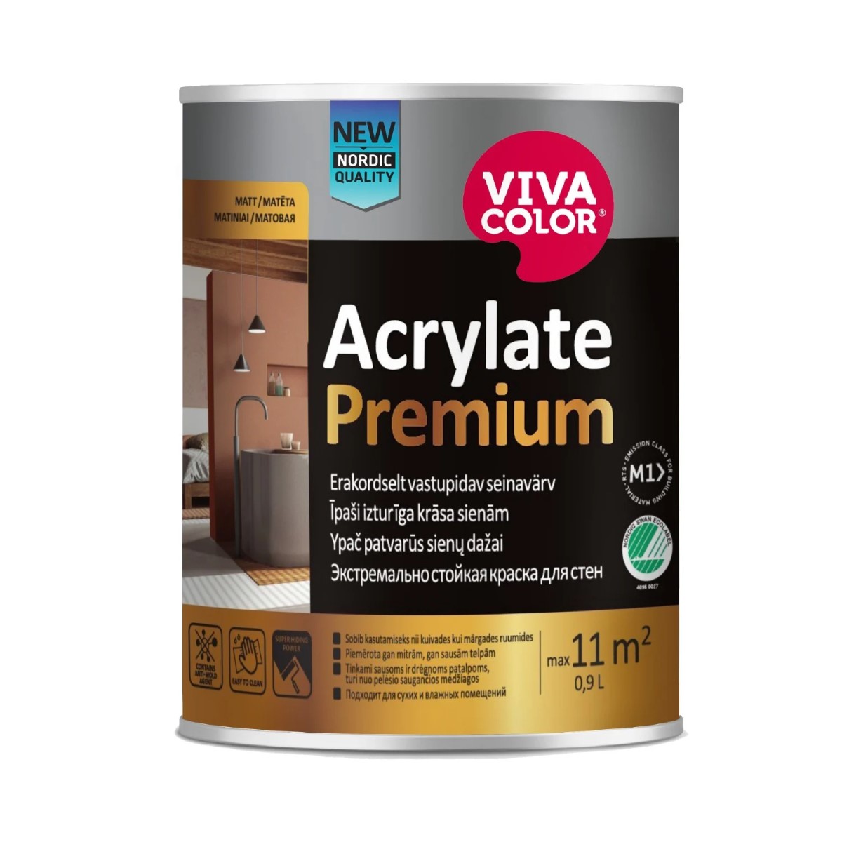 Vivacolor Acrylate Premium Mitrumizturīga iekšdarbu krāsa ar pretpelējuma piedevam