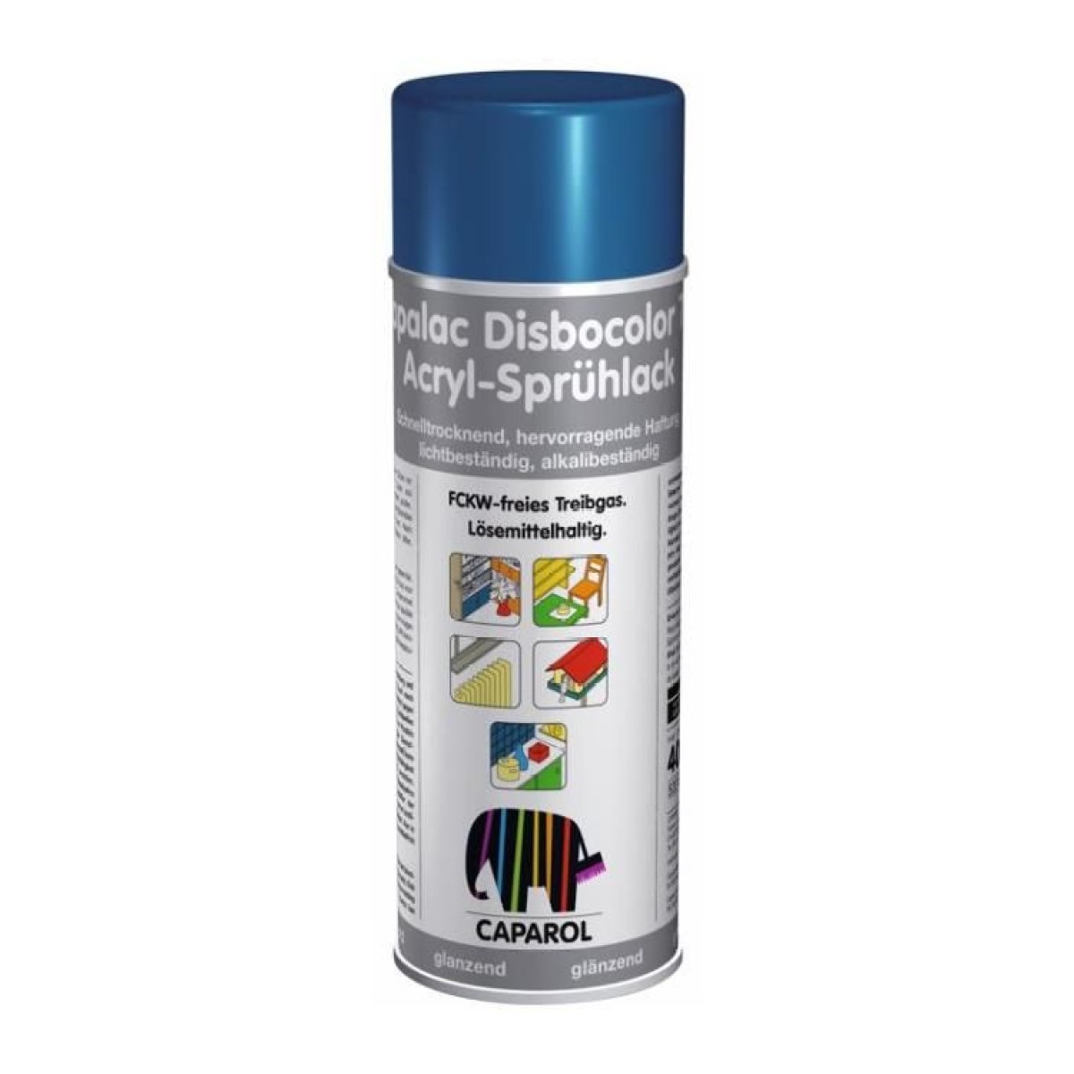 Caparol Capalac 781 Disbocolor Emaljas metāla krāsas aerosols, zīdaini matēta 0.4L Zils RAL5010