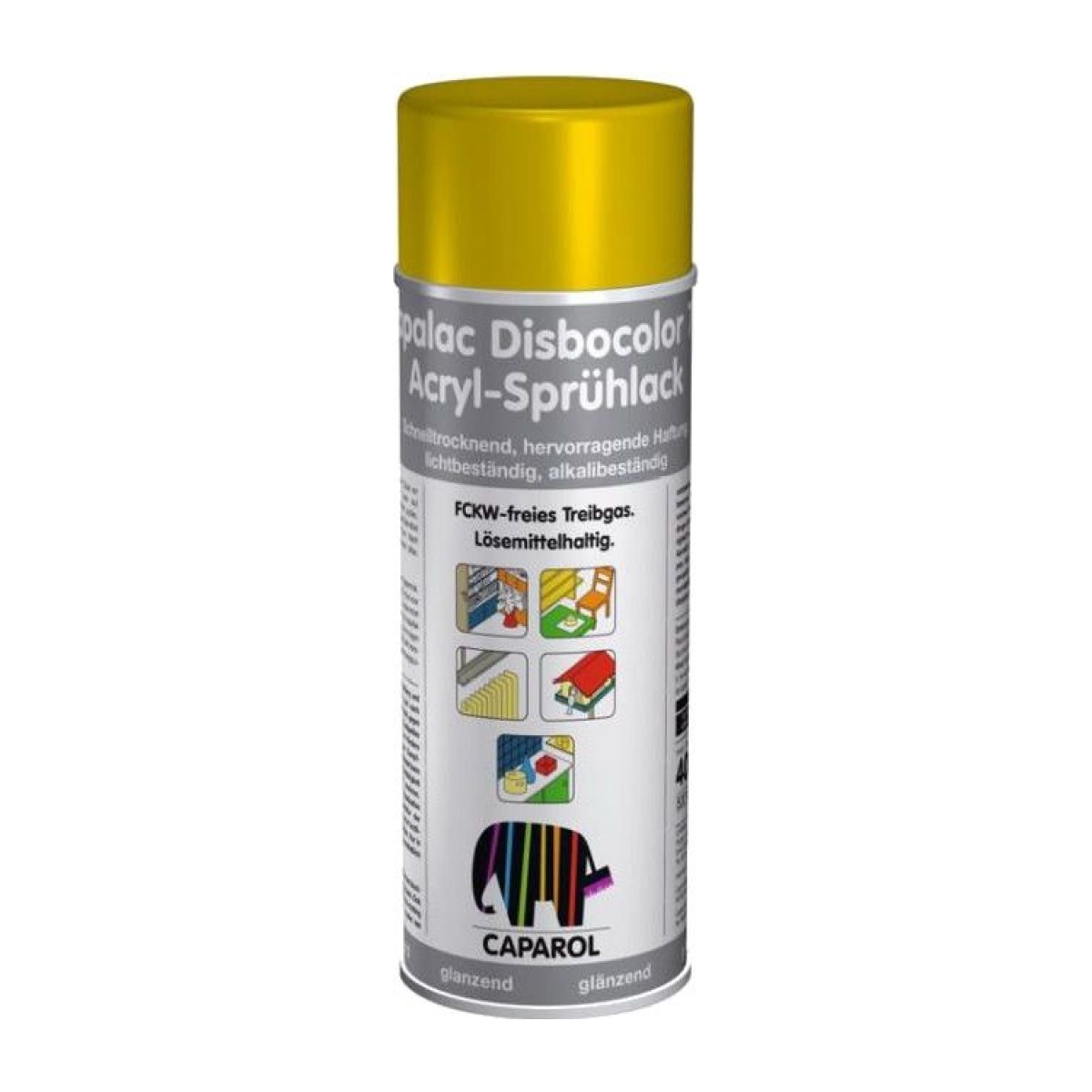 Caparol Capalac 781 Disbocolor Emaljas metāla krāsas aerosols, spīdīgs 0.4L Dzeltens RAL1018