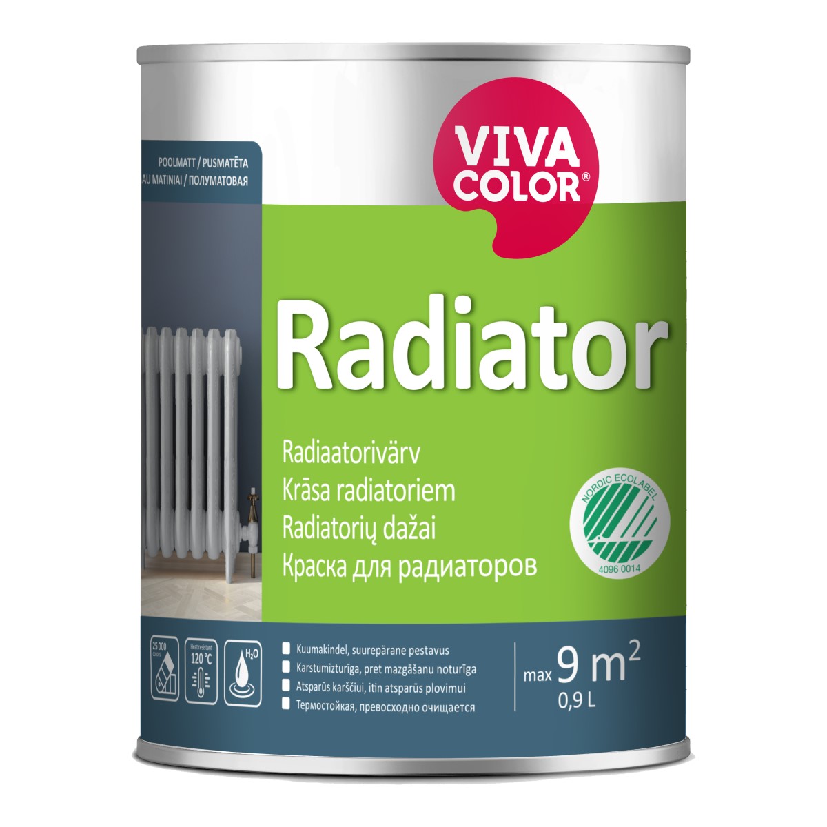 Vivacolor Radiator A Krāsa radiatoriem, pusmatēta, 0,9L
