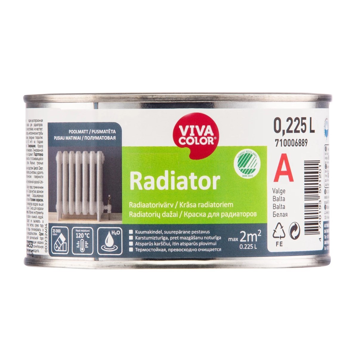 Vivacolor Radiator A Krāsa radiatoriem, pusmatēta, 0,225L