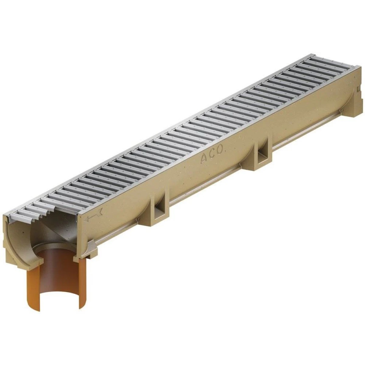 Aco Euroline Kanāls ar cinkota tērauda režģi un vertikālu izvadu, 1000x118x100mm
