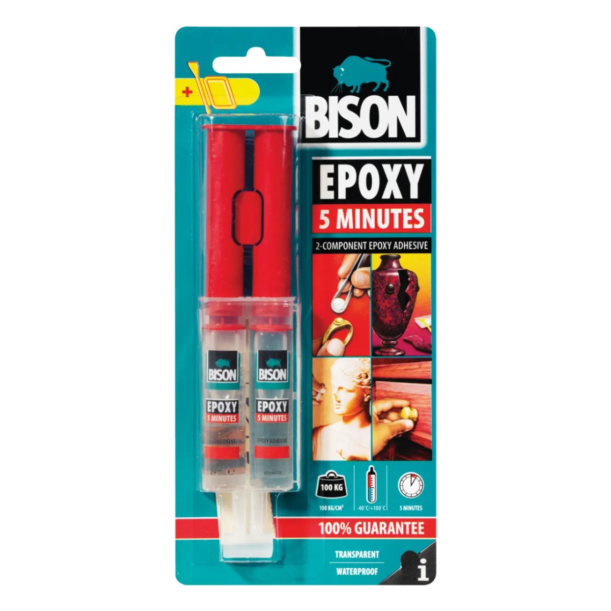 Bison Epoxy 5 Min Divkomponentu epoksīda līme, caurspīdīga