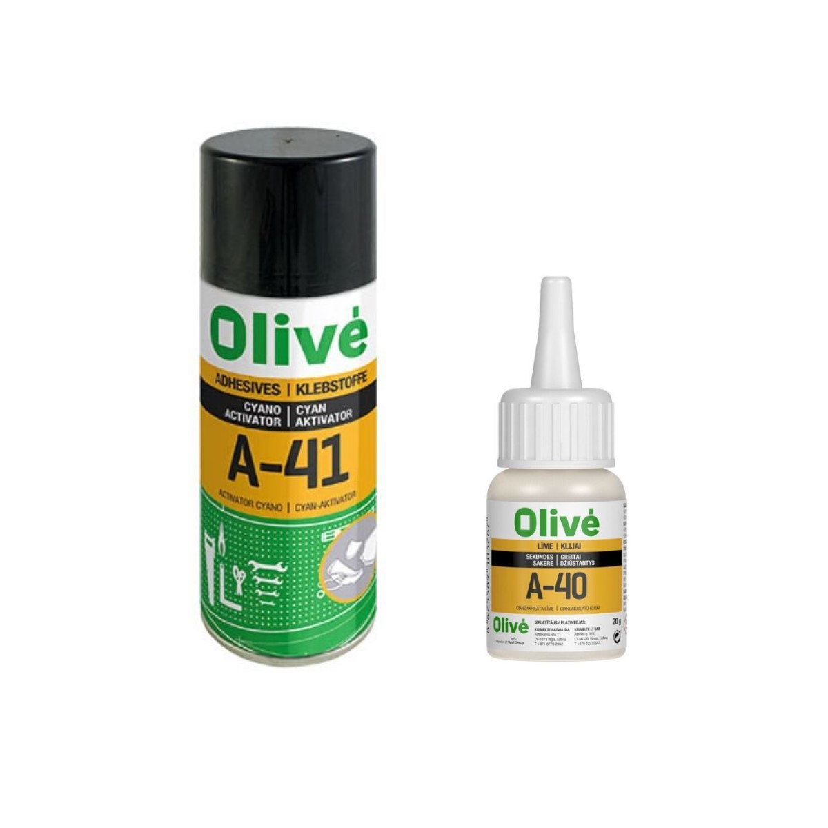 Olive Cianoakrilāta superlīmes komplekts A-40 + A-41