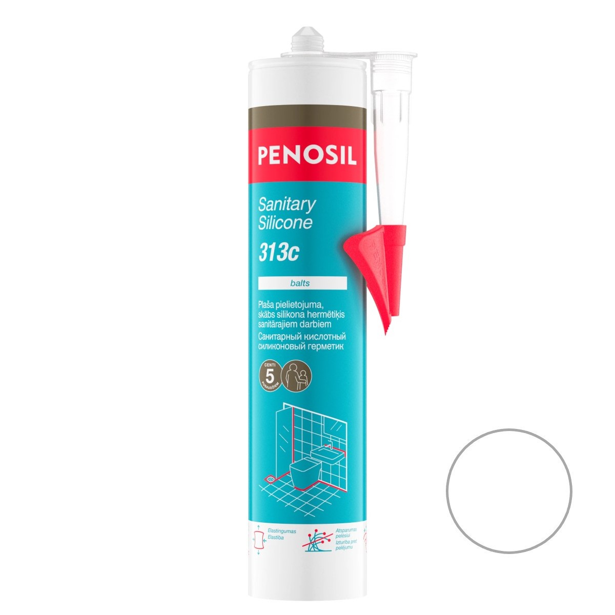Penosil Sanitary Silicone 313 / 313c Санитарный силиконовый герметик разнообразного применения Penosil Sanitary Silicone 313 Plaša pielietojuma sanitārais silikona hermētiķis 300ml caurspīdīgs