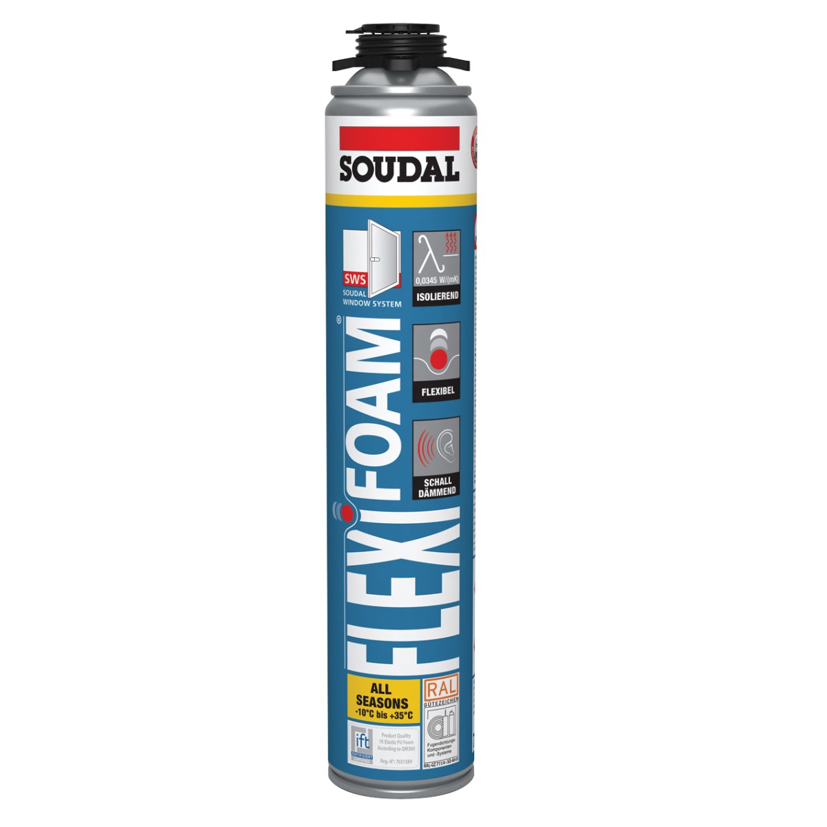 Soudal Flexifoam Gun Эластичная полиуретановая пена , zilas, 750ml