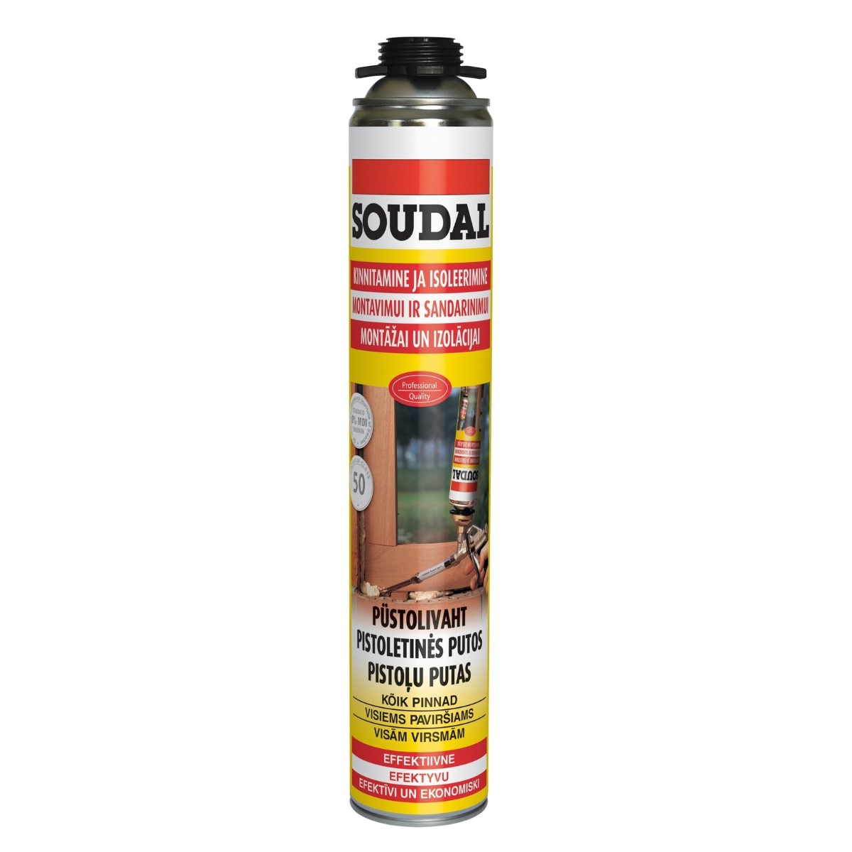 Soudal Gunfoam Yellow 50 Summer montāžas putas pistolei, dzeltenas, 750ml