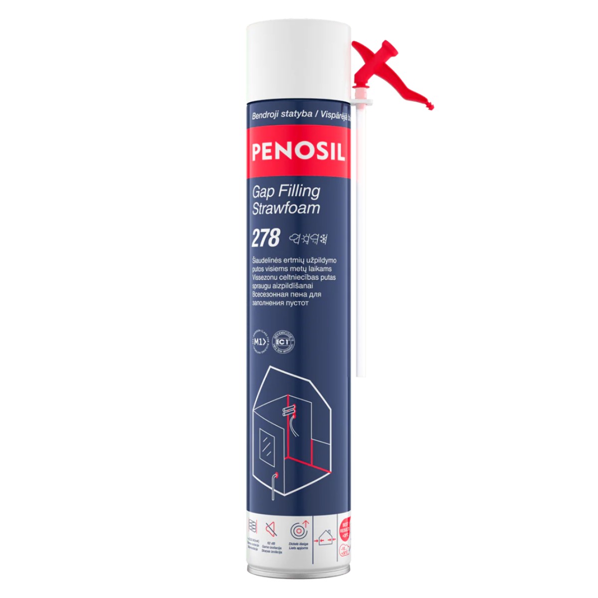 Penosil Gap Filling Strawfoam 278 Vissezonu poliuretāna putas ar salmiņaplikatoru