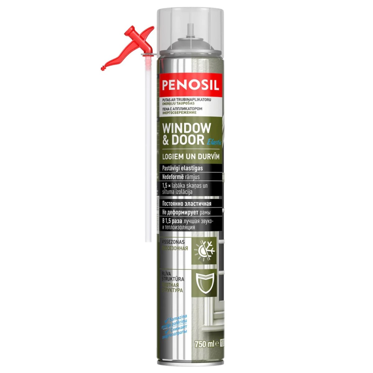 Penosil Window & Door Elastic Elastīgās logu un durvju montāžas putas ar salmiņaplikatoru