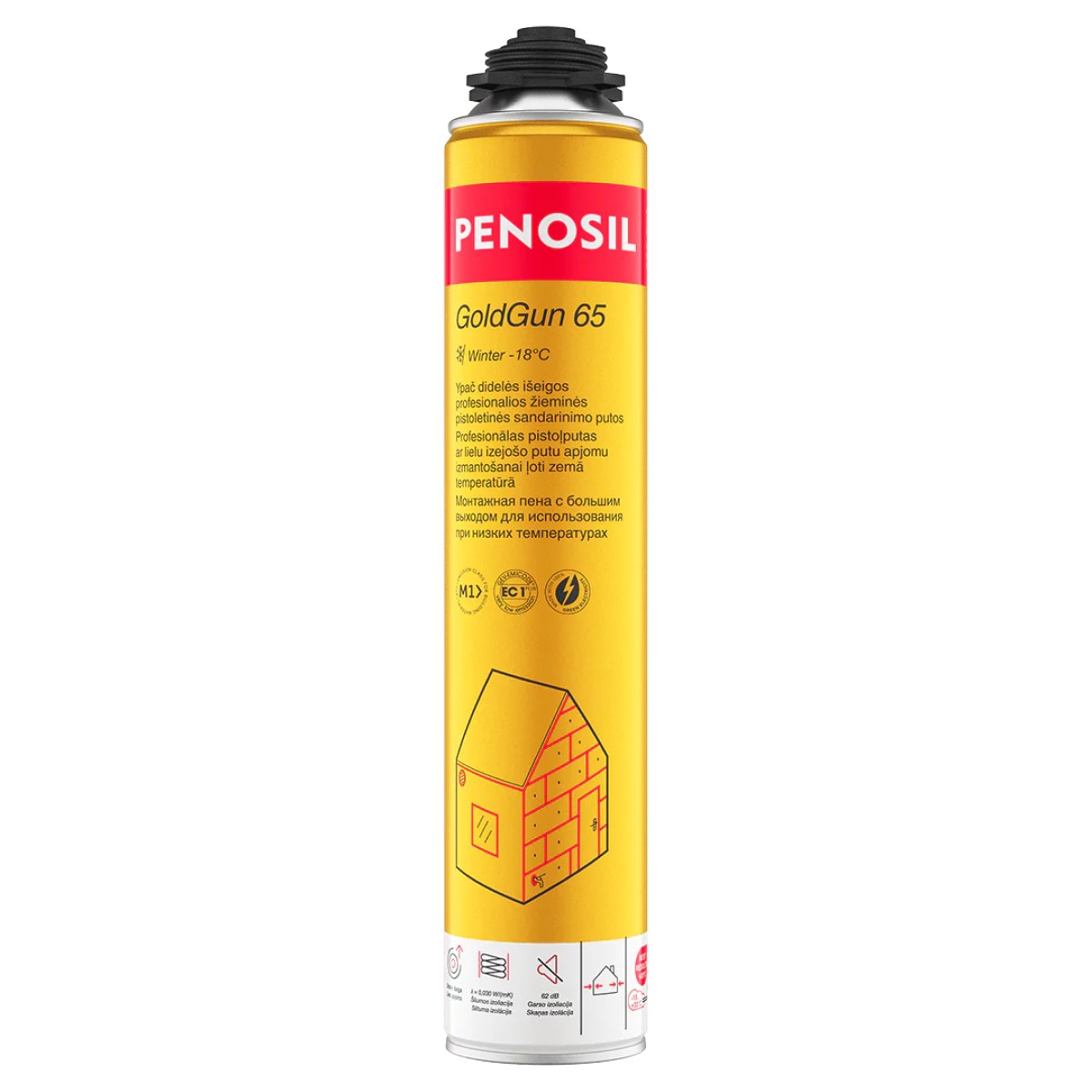 Penosil GoldGun 65 Winter Ziemas poliuretāna putas ar lielāku izpūsto putu apjomu