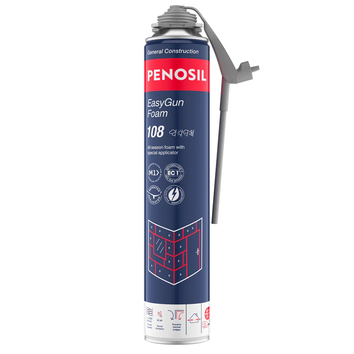 Penosil EasyGun Foam 108 Vissezonu pistoļputas ar unikālu aplikatoru