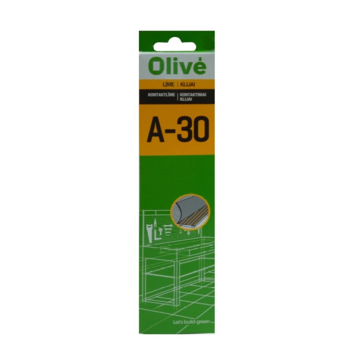 Olive Высококачественный контактный клей на основе полихлоропрена и реактивной смолы A-30 brūna125ml