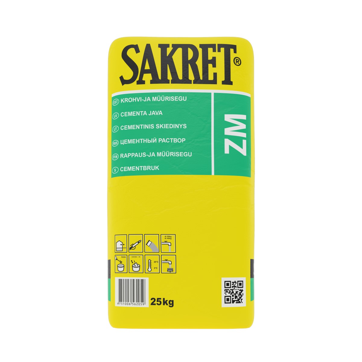 Sakret ZM Cementa mūrjava un apmešanas java, M10, 25kg