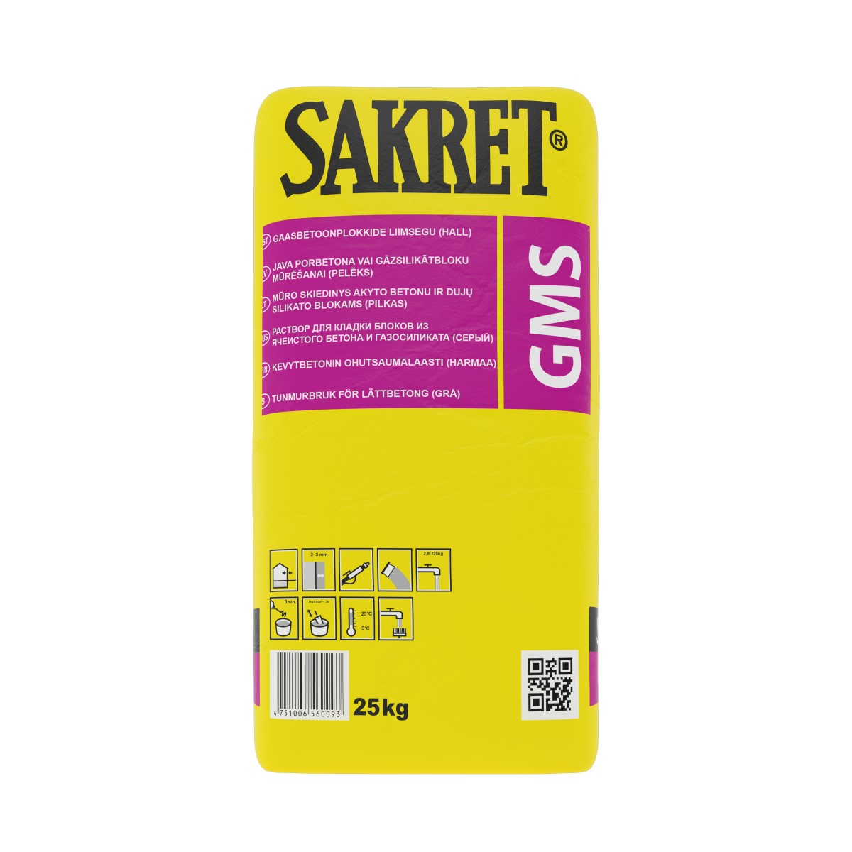 Sakret GMS Gāzbetona un silikāta bloku līme, pelēka