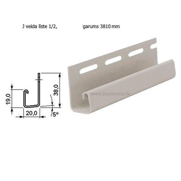 J veida līste 1/2, garums 3810 mm <br>Toņi 6., 8., 9., 10., 14., 15., 16., 18., 19., 20.