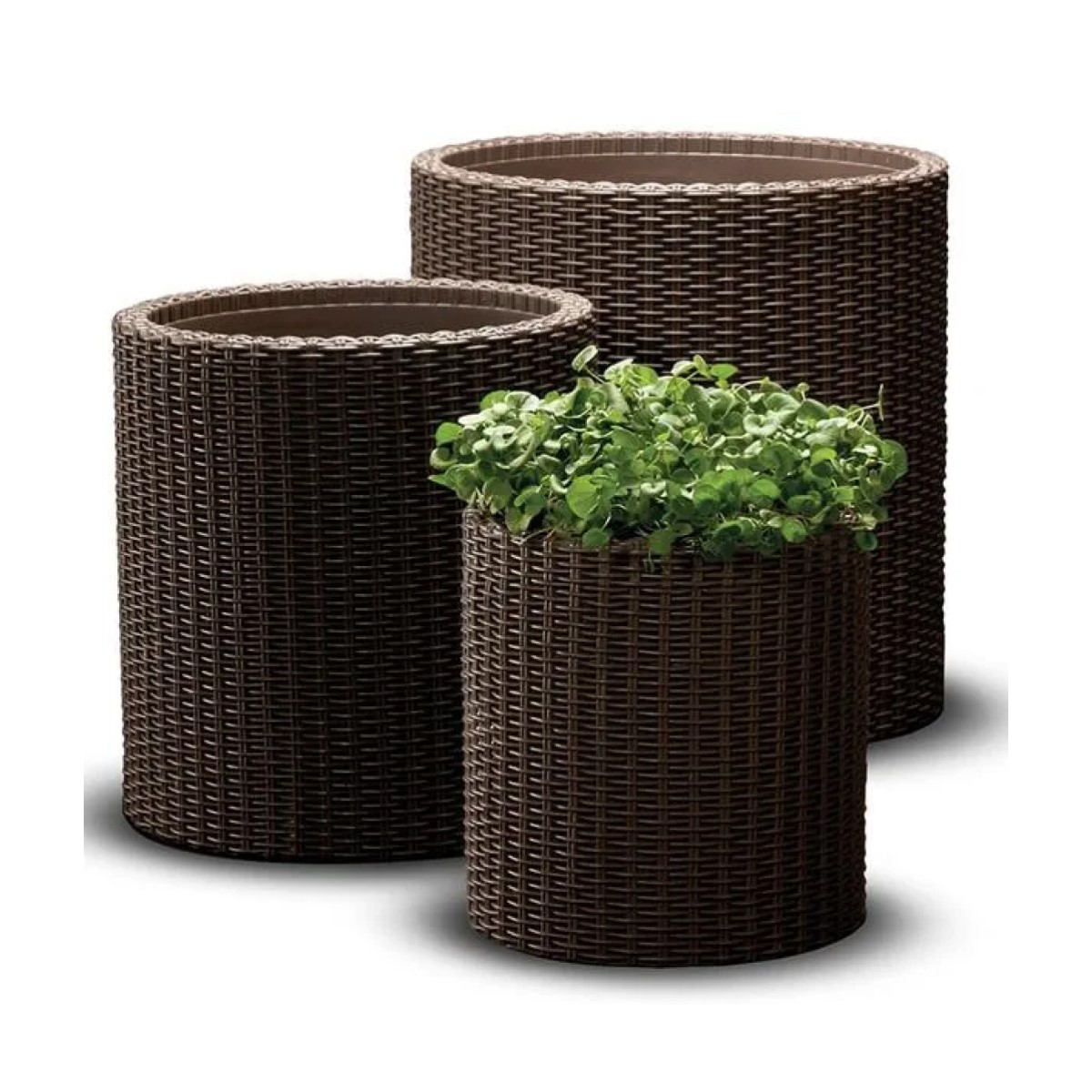 Keter S+M+L Cylinder Planters trīs puķu podu komplekts Brūns