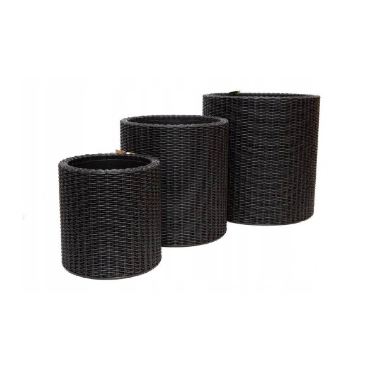 Keter S+M+L Cylinder Planters trīs puķu podu komplekts Antracīta pelēka