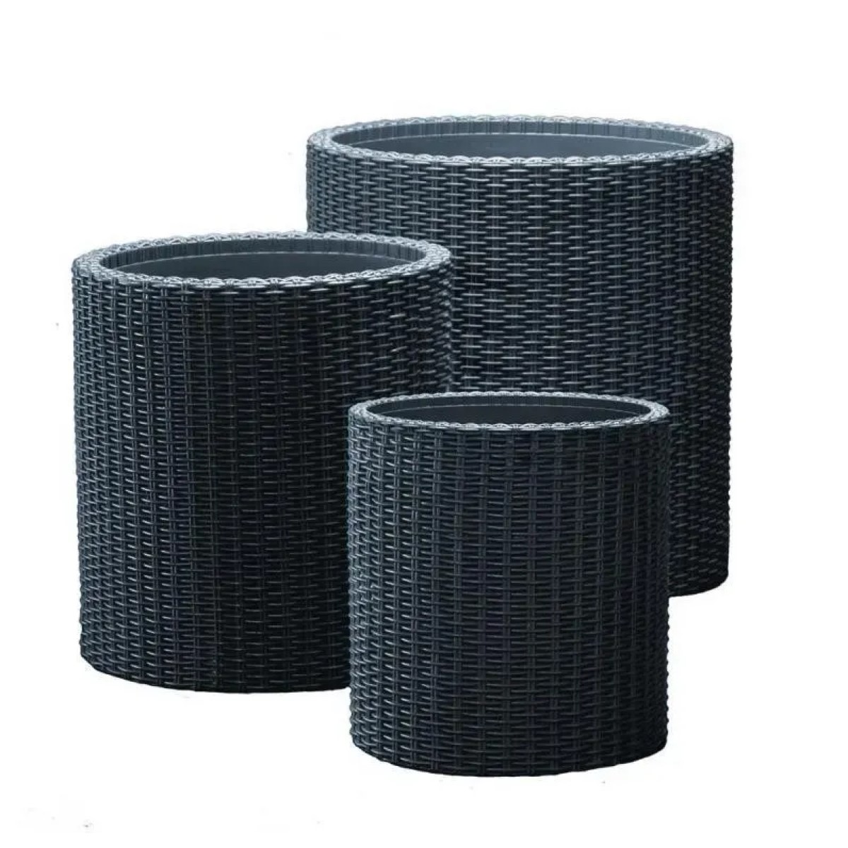 Keter S+M+L Cylinder Planters trīs puķu podu komplekts
