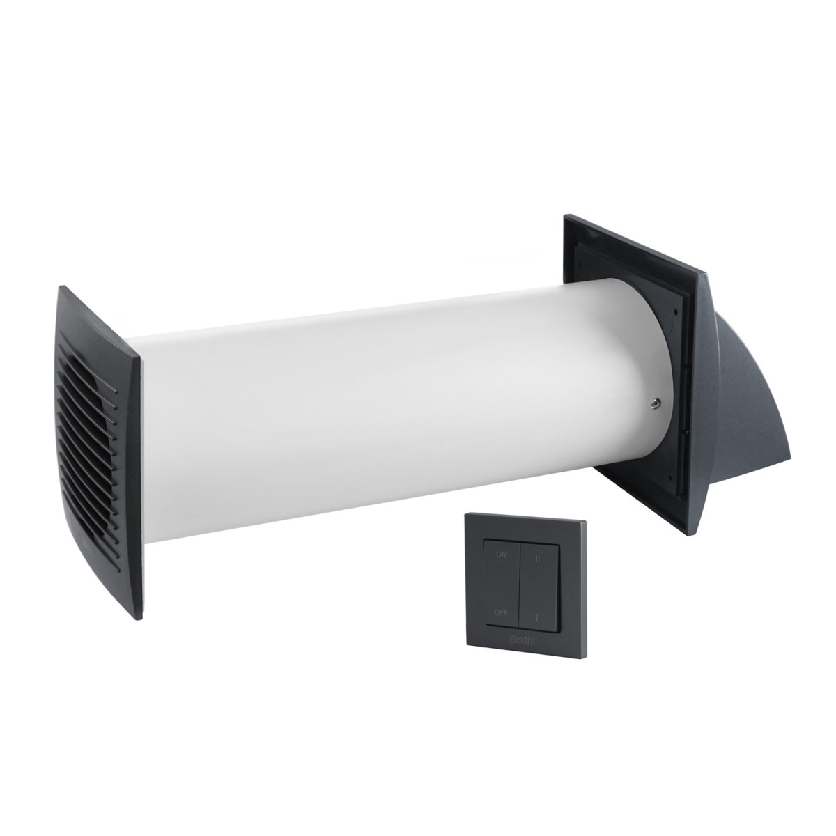 Europlast E-Extra Mini Rekuperators, ar sienas slēdzi Ø100mm, antracīts
