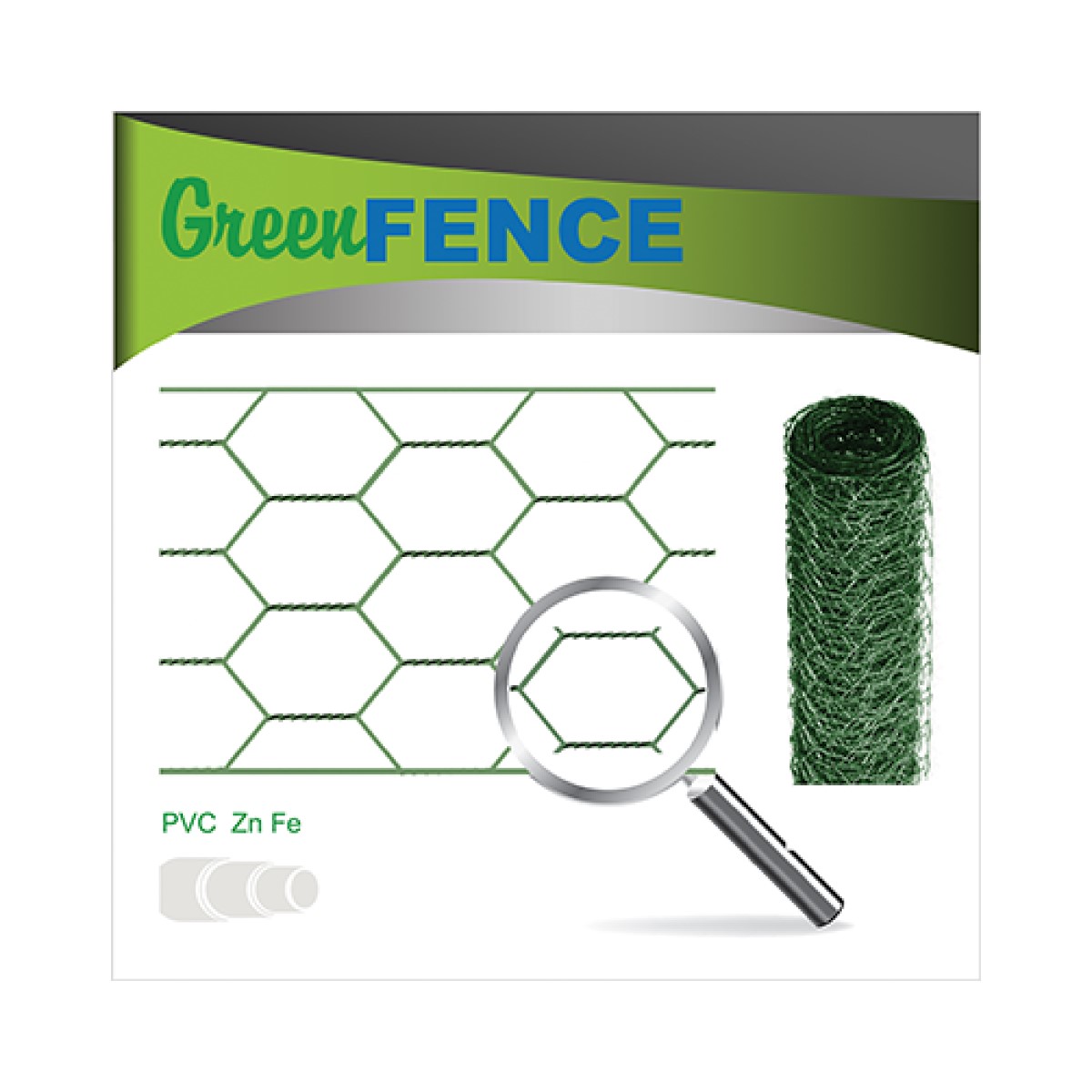 Vilmars Heksagonālais Žogs, PVC pārklājums, rūts 25x25mm, D1mm stieple