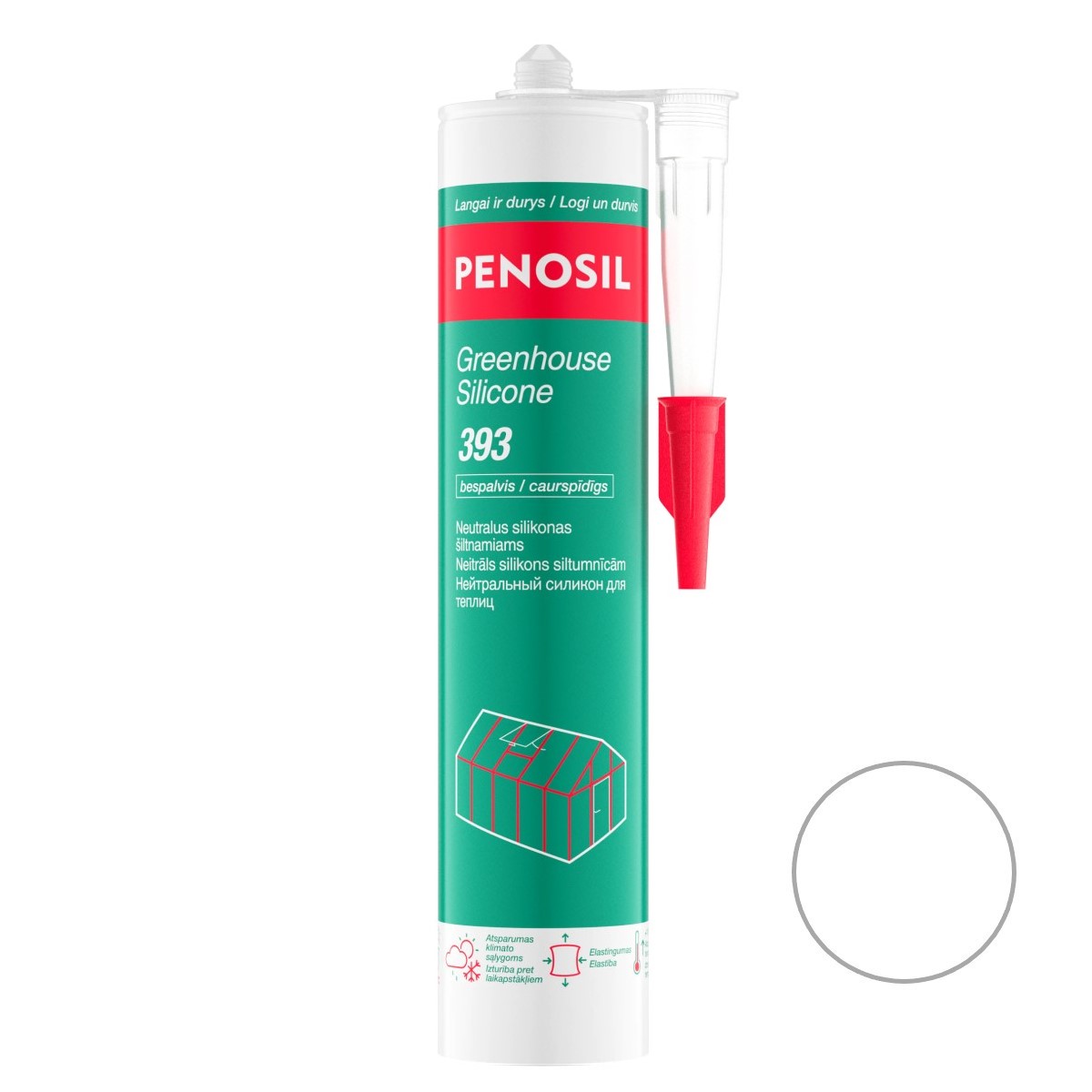 Penosil Greenhouse Silicone 393 Силиконовый герметик для теплиц 300ml, caurspīdīgs