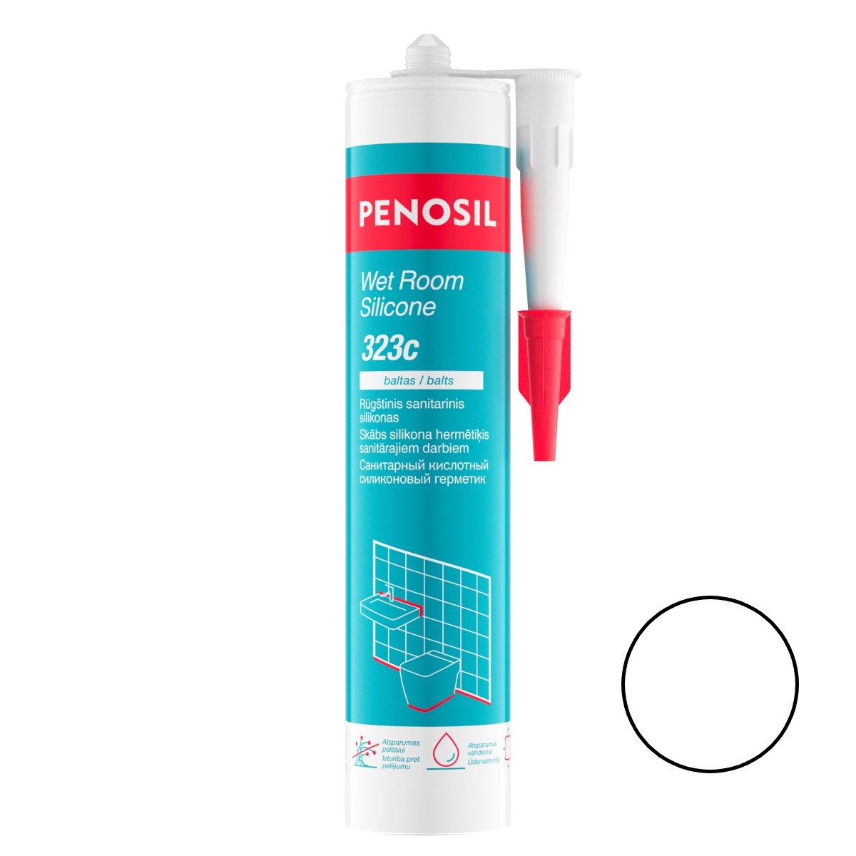 Penosil Wet Room Silicone 323c Skābs sanitārais silikona hermētiķis 280ml balts