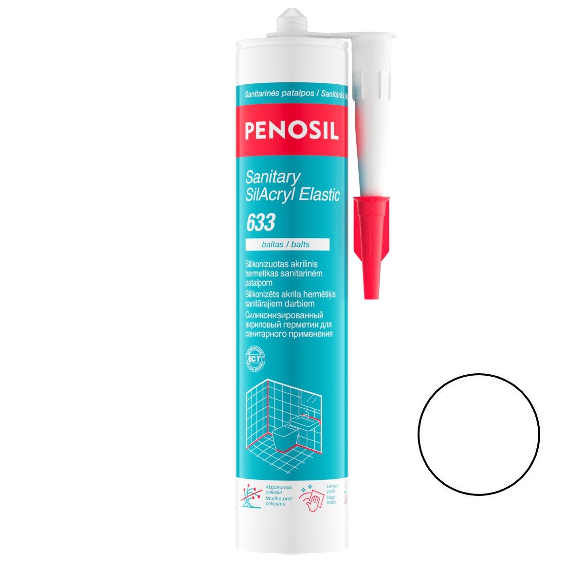 Penosil Sanitary SilAcryl Elastic 633 Silikonizēts sanitārais akrila hermētiķis