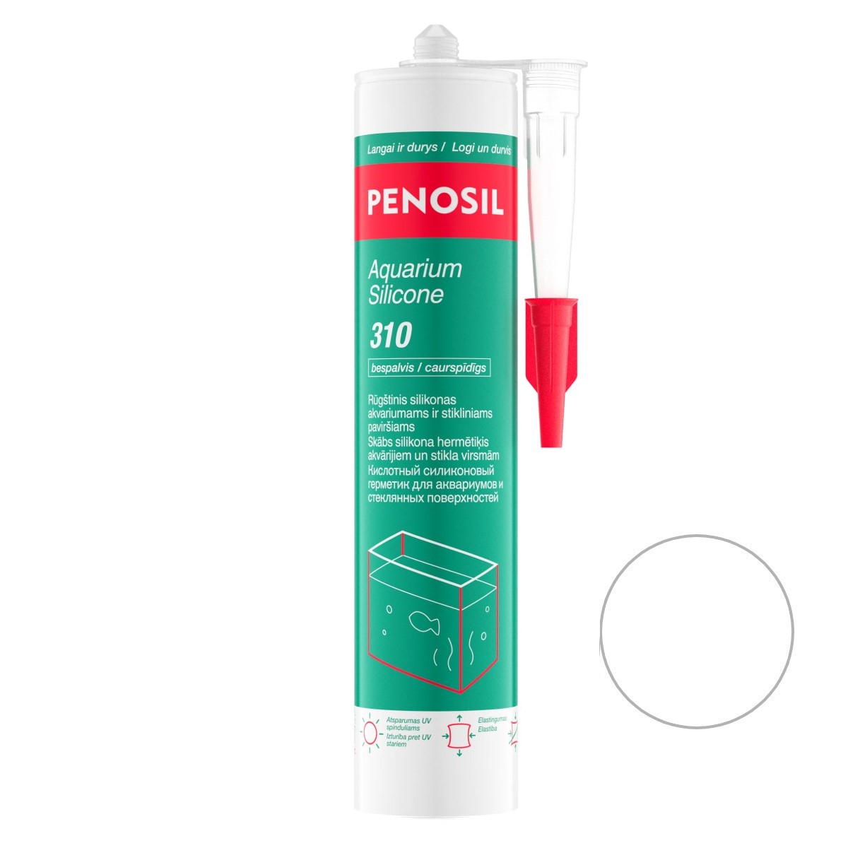 Penosil Aquarium Silicone 310 Skābs, ūdensizturīgs silikona hermētiķis