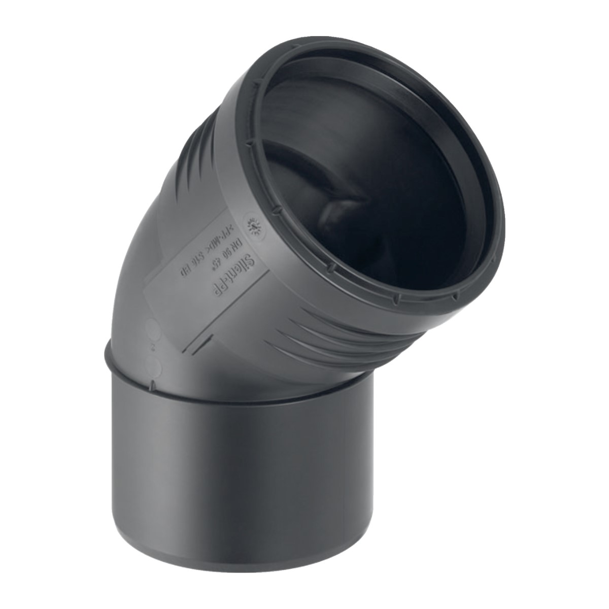 Geberit Silent-PP Skaņu slāpējošas kanalizācijas līkums 45°, D50mm