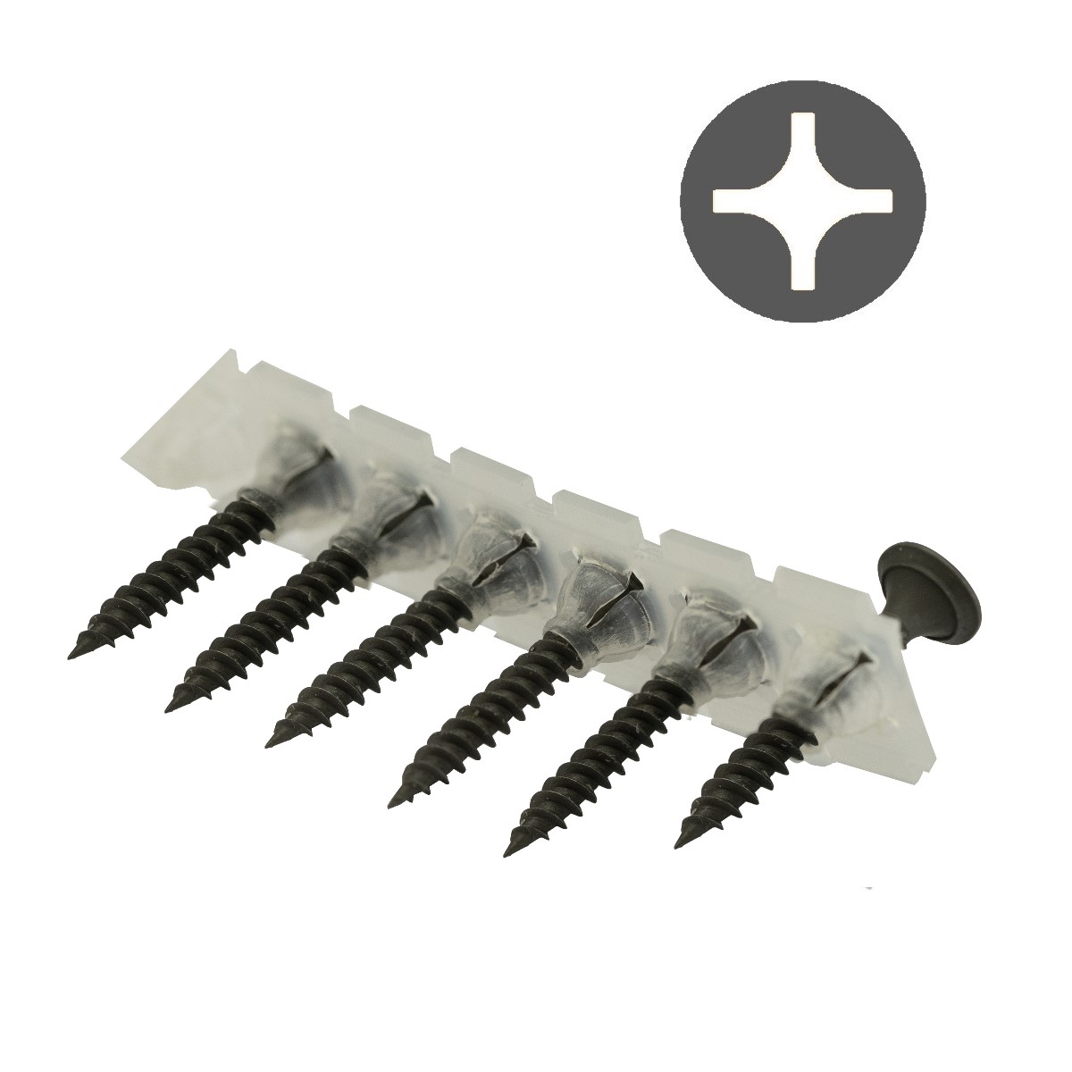 Easy-Fix Reģipša skrūve metālam, lentās, melna, 3.9mm