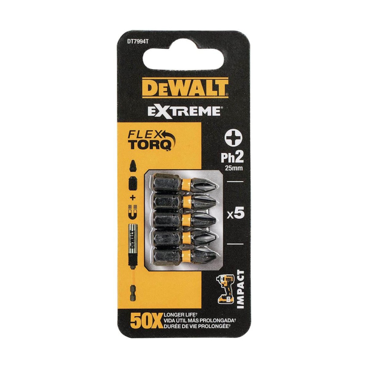 DeWalt FlexTORQ Отверточные насадки PH2, 25mm (5gab)