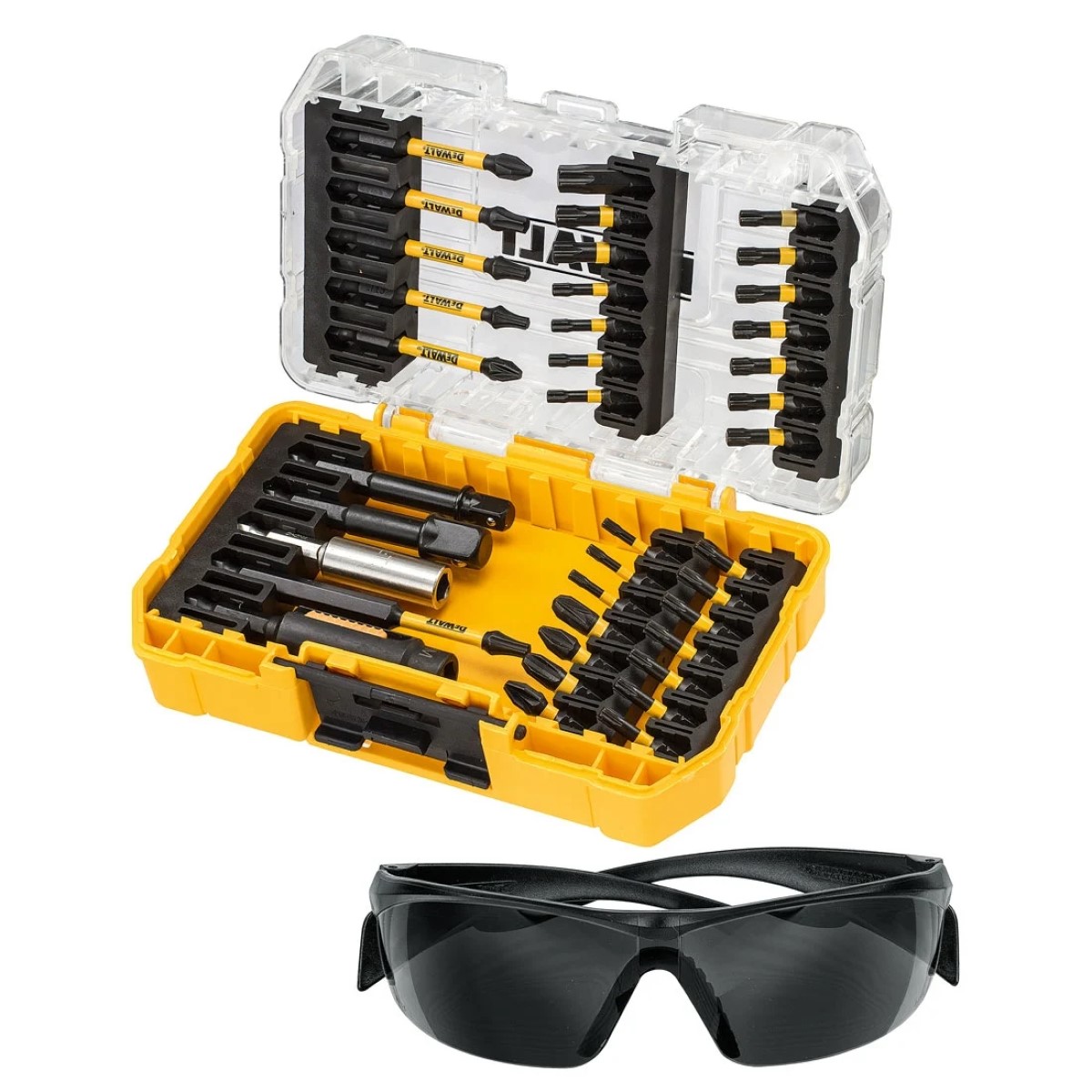 DeWalt FLEXTORQ Uzgaļu komplekts 38 gab + aizargbrilles