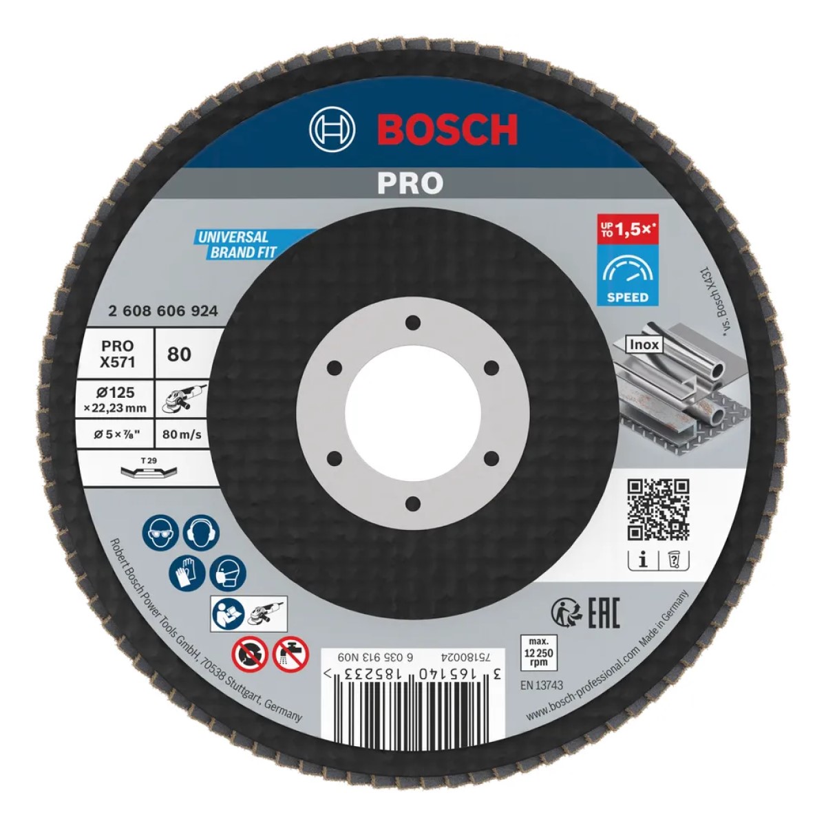 Bosch PRO X571 Vēdekļveida slīpdisks metālam, izliekts