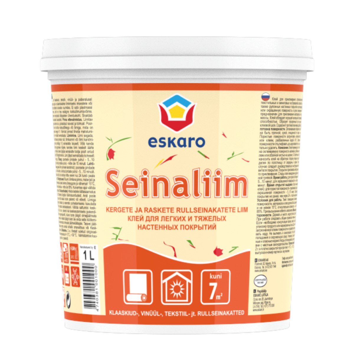 Eskaro Seinaliim Līme uz ūdens bāzes smagu un vieglu sienu segumu līmēšanai sausās telpās