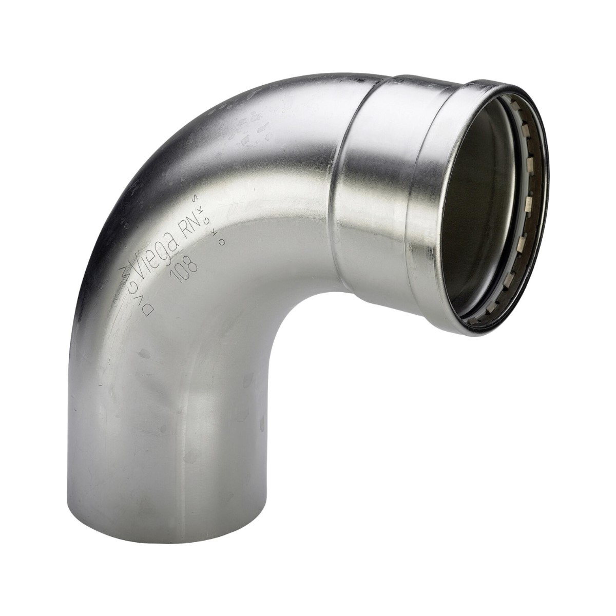 Viega Sanpress Inox XL Līkums 90°, ievietojams gals, presējams pieslēgums, 108mm