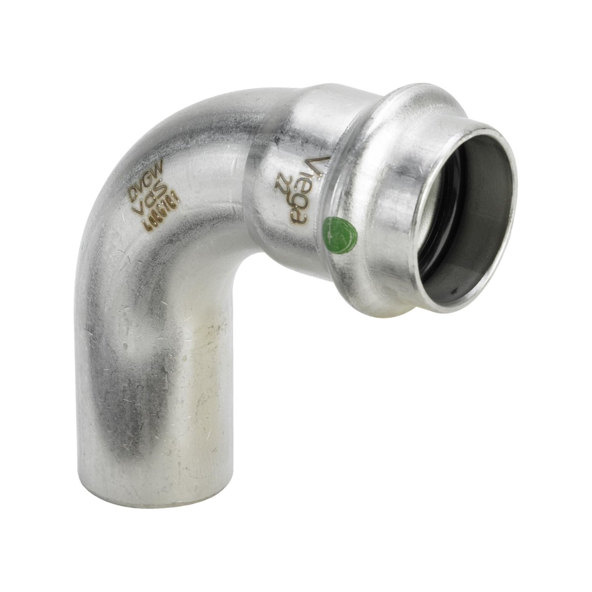 Viega Sanpress Inox Līkums 90°, ievietojams gals, presējams pieslēgums