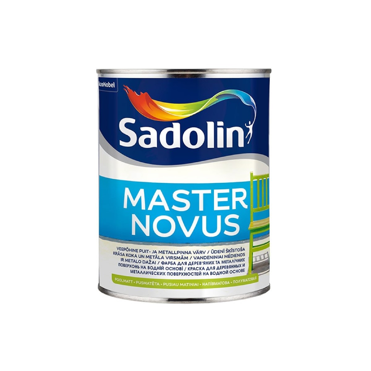 Sadolin Master Novus Полуматовая краска на водной основе для деревянных и металлических поверхностей BW 1L
