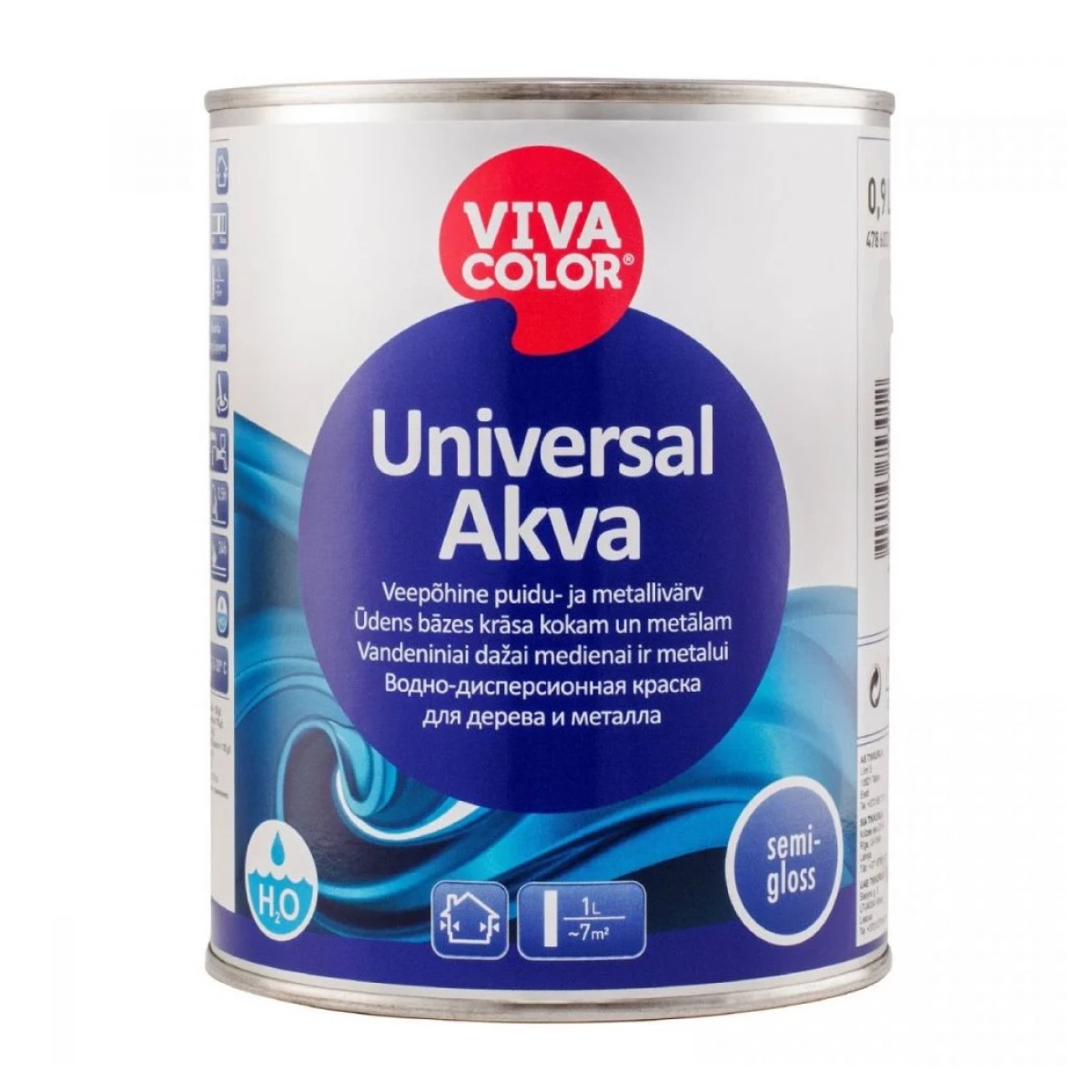 Vivacolor Universal Akva Ūdens bāzes krāsa kokam un metālam, pusspīdīga