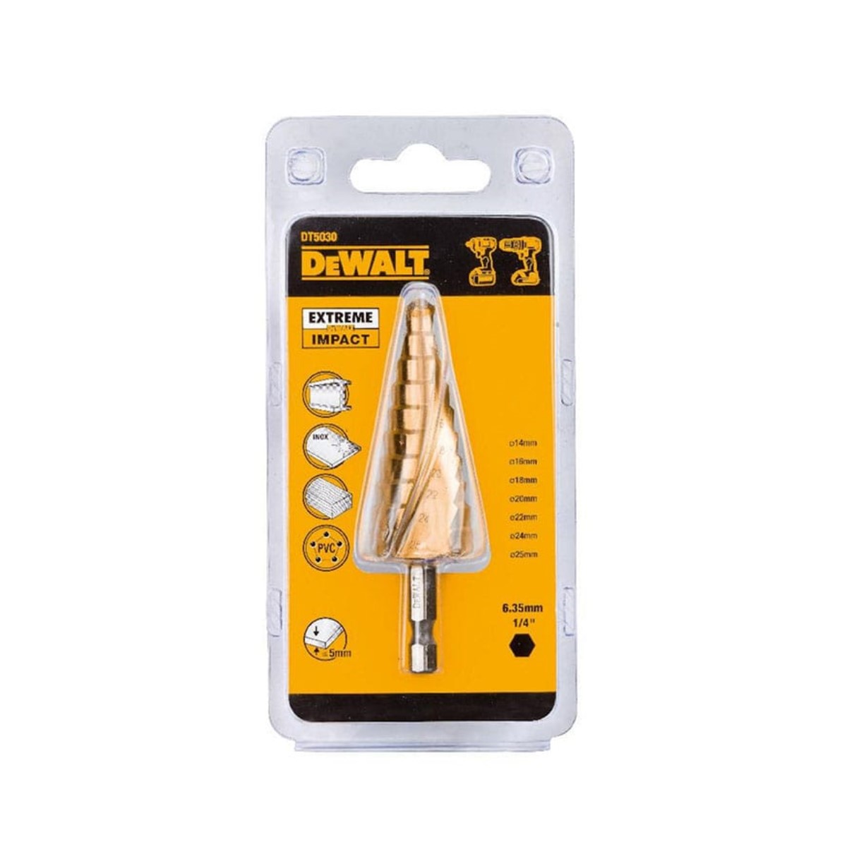 DeWalt Конусное ступенчатое сверло 14–25 мм