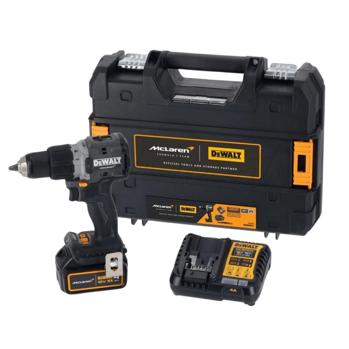 DeWalt McLaren F1 urbjmašīna-skrūvgriezis 18V XR (+1x4.0Ah, lādētājs, koferis)