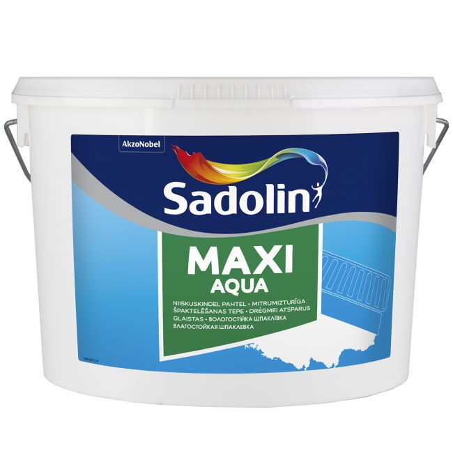 Sadolin Maxi Aqua mitrumizturīga, smalkgraudaina špaktelēšanas tepe, pelēka 10L
