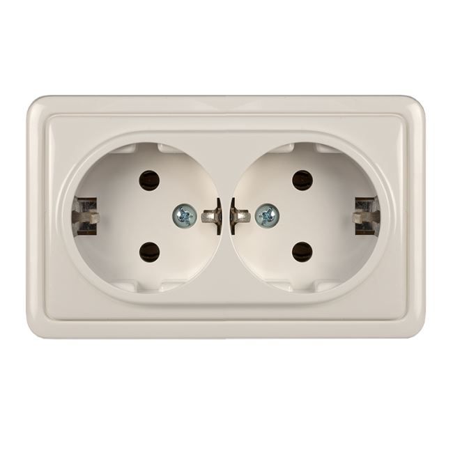 Divvietīga virsapmetuma rozete ar zemējumu balta Vilma SL250 RP16-021 IP20
