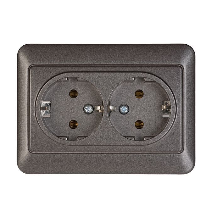 Divvietīga rozete ar zemējumu antracīta krāsā Vilma SL250 RP16-021 