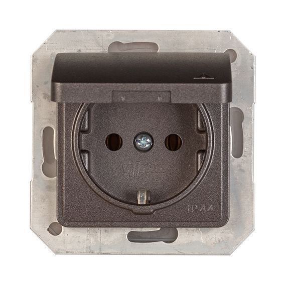 Kontaktrozete ar zemējumu un vāciņu antracīta krāsā Vilma SL250 RP16-003-02 