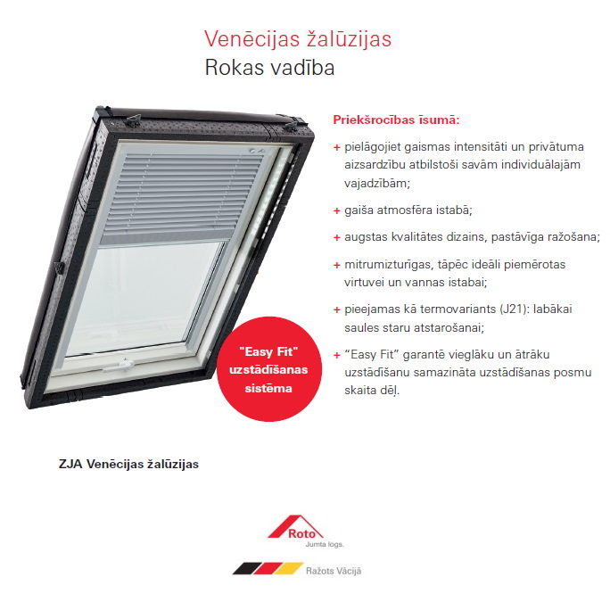 Roto Designo ZJA Standarta krāsas (PG1) Venēcijas žalūzijas