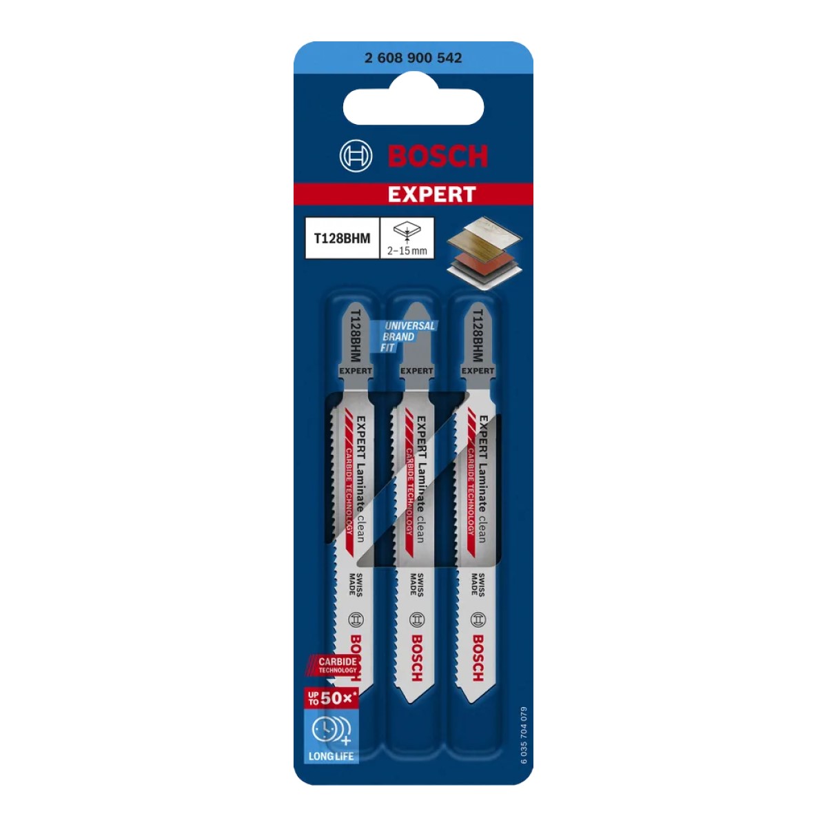 Bosch EXPERT Laminate Clean T128BHM Figūrzāģa asmens laminātam